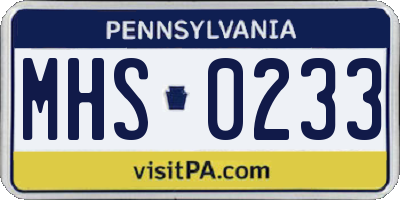 PA license plate MHS0233