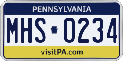 PA license plate MHS0234