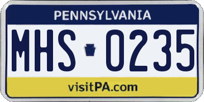 PA license plate MHS0235