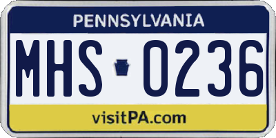 PA license plate MHS0236