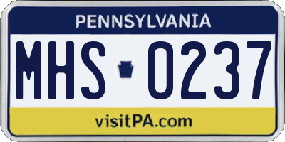 PA license plate MHS0237