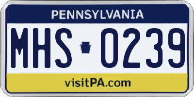 PA license plate MHS0239