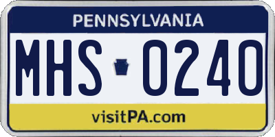 PA license plate MHS0240