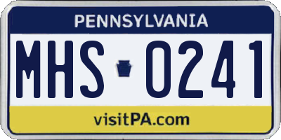 PA license plate MHS0241