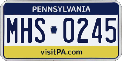 PA license plate MHS0245