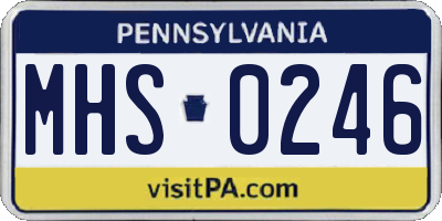 PA license plate MHS0246