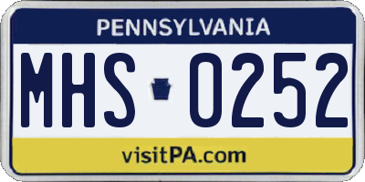 PA license plate MHS0252