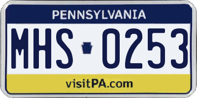 PA license plate MHS0253