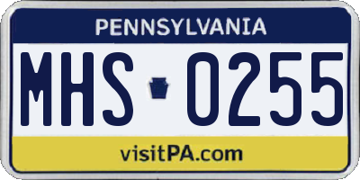 PA license plate MHS0255