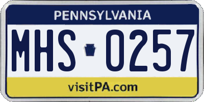 PA license plate MHS0257