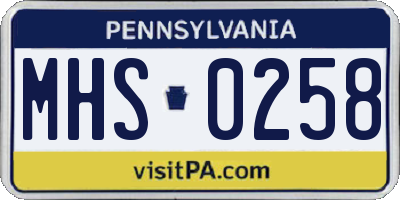 PA license plate MHS0258