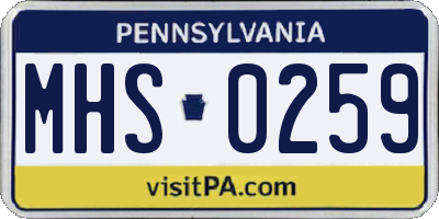 PA license plate MHS0259