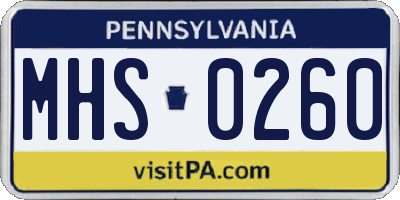PA license plate MHS0260