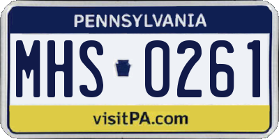 PA license plate MHS0261
