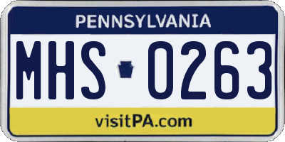 PA license plate MHS0263