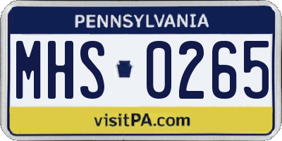 PA license plate MHS0265