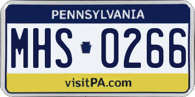 PA license plate MHS0266