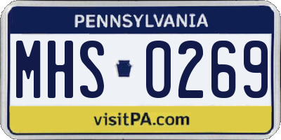 PA license plate MHS0269