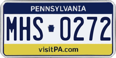 PA license plate MHS0272