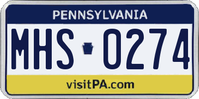 PA license plate MHS0274