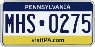 PA license plate MHS0275