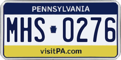 PA license plate MHS0276