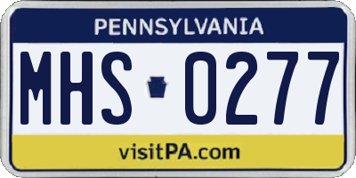 PA license plate MHS0277
