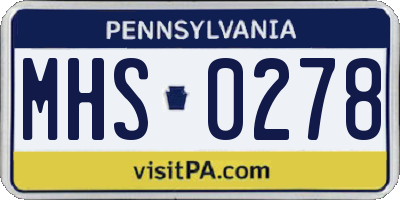 PA license plate MHS0278