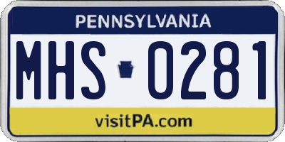 PA license plate MHS0281