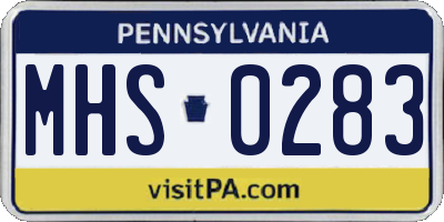 PA license plate MHS0283
