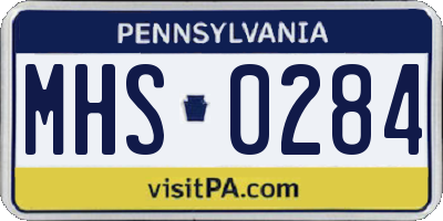 PA license plate MHS0284