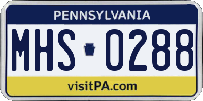 PA license plate MHS0288