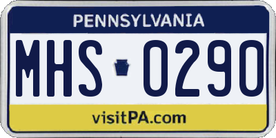 PA license plate MHS0290