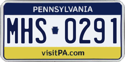PA license plate MHS0291