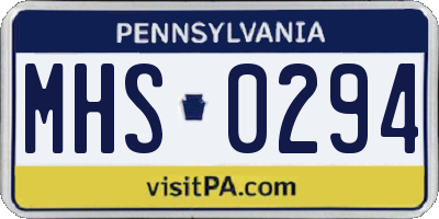 PA license plate MHS0294
