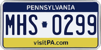 PA license plate MHS0299