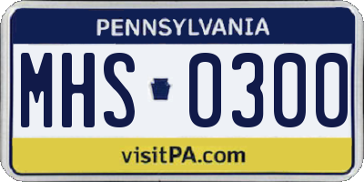 PA license plate MHS0300
