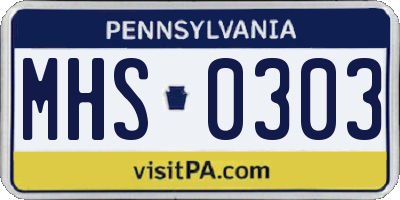 PA license plate MHS0303