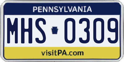 PA license plate MHS0309