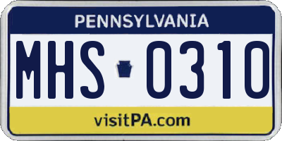 PA license plate MHS0310