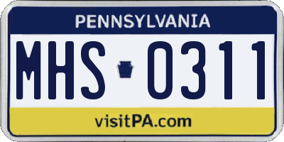 PA license plate MHS0311