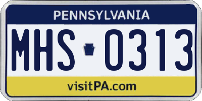 PA license plate MHS0313