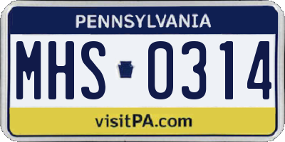 PA license plate MHS0314