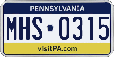 PA license plate MHS0315