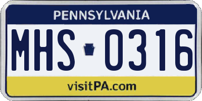 PA license plate MHS0316