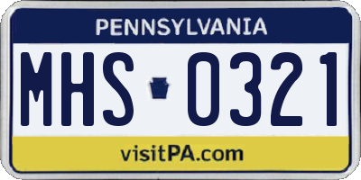 PA license plate MHS0321