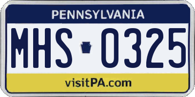 PA license plate MHS0325