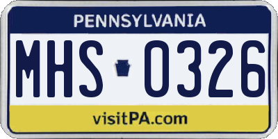 PA license plate MHS0326