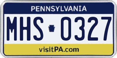 PA license plate MHS0327