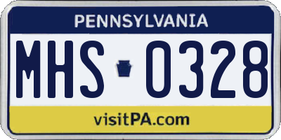 PA license plate MHS0328